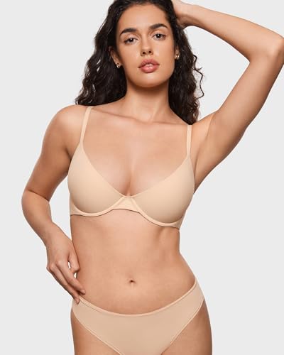 Image of INLYRIC Women's Inbarely Plus Balconette Bra - Lightly Padded Underwire Sexy Tshirt Demi Bras Supportive