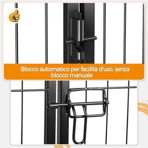 Yaheetech Welpenlaufstall 8 Gitter je 80 x 100 cm,Hundelaufstall Mit automatischer Verriegelung, Freilaufgehege Hundezaun Für Hund, Katze, Welpe, Kaninchen, Hühner