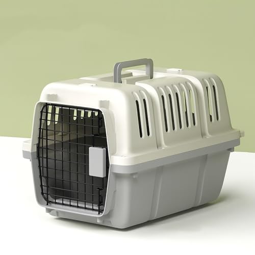 牧小苫\msmr ペットキャリー クレート 猫 小型犬 小動物用 グレー Sサイズ ハードキャリー 通気性良好 取っ手付き キャスター付き 幅31×奥行46×高さ31cm HKX07