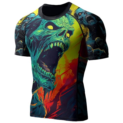 Desantiago Rash Guard Ultra Soft Compression Shirt for Men, Rash Guard Men Jiu Jitsu Short Sleeve