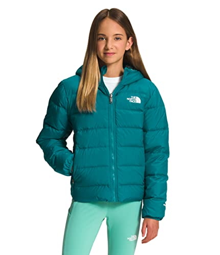The North Face Girls' Reversible North Down Hooded Jacket, Harbor Blue, Medium #TOP8