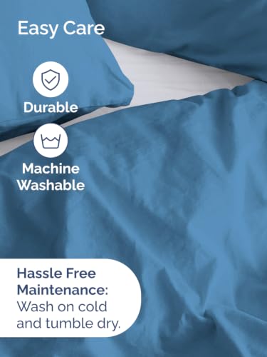Image of Duvet Cover Cal King Size - 3 Piece with Zipper Closure - Denim Blue