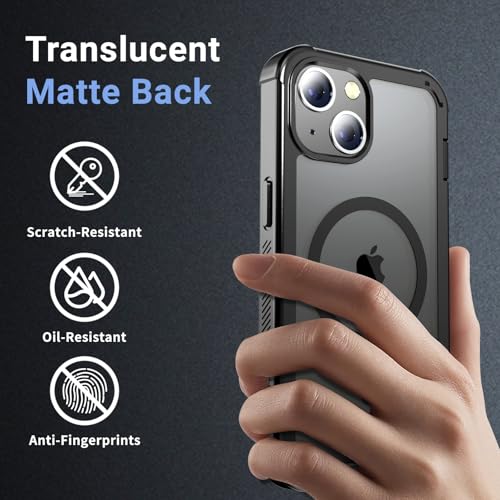 Image of jaroco Magnetic for iPhone 14 Case, [Compatible with MagSafe][Military Grade Drop Protection][Heavy Duty Protection][Non-Slip][Shockproof] 2-Layer Durable Bumper Phone Case 6.1''-Black