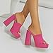 azmodo Elegant High Chunky Heel Mule Sandals for Women Chic Platform Summer Slip-Ons Block Heel Wedge Shoes with Knit Upper Fashionable Dressy Evening Party Shoes (Pink, 10)