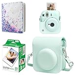 Mini 12 Instant Camera Starter Kit For Fuji Instax Mini 12 Mint Green Kit Includes Mini Instant Film 20 Photos, Matching Colour PU Leather Case & Mini Photo Book Album for Instax Mini 12 Green