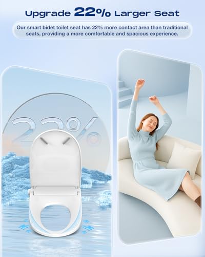 Image of Sosh Electric Bidet Toilet Seat With Remote, Auto Open Lid, Elongated | Dryer, Feminine and Rear Wash, Self-Cleaning Nozzle, Adjustable Angle & Pressure, Eco, Night Light, Slow Close, Wider Seat