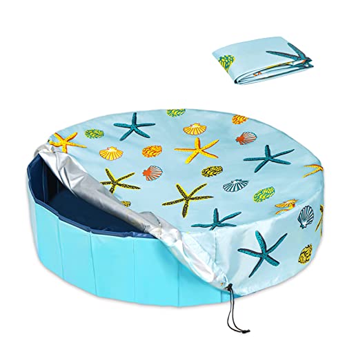Ladadee Foldable Round Dog Swimming Pool Cover, for 32 "/63“/48” Collapsible Outdoor Tub, PVC Coating Waterproof and UV Protection, Leakproof Washable Kiddie Pet Small Paddling Bath Accessories