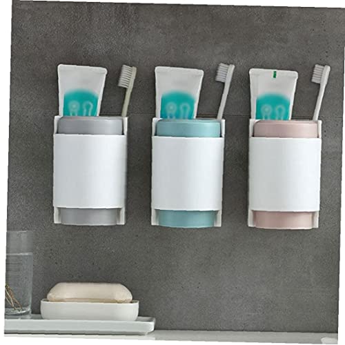 NIDONE Tandenborstelhouder Sterke adsorptie wandgemonteerde tandpasta organizer met beker roze - Image 3
