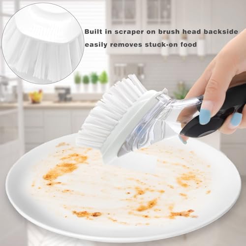 Image of Brush Refills for RIMAY Dish Brush - 6 Pack Dish Brush Cleaning Soap Dispensing Head Replacement for Scrubber (White)