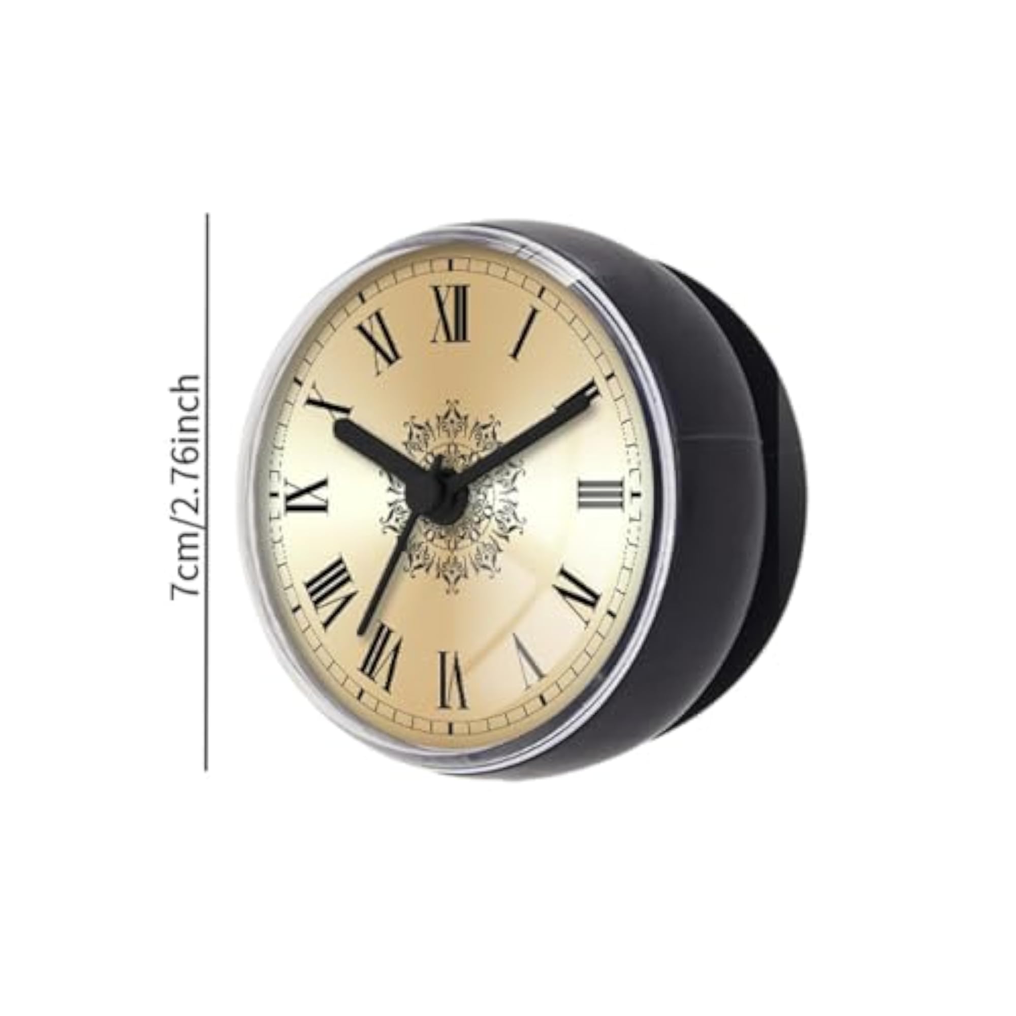 Waterproof Round Shower Clock with Suction Cup, Black Gray