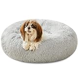 Calming Dog Bed & Cat Bed, Anti-Anxiety Donut Dog Cuddler Bed, Warming Cozy Soft Dog Round Bed, Fluffy Faux Fur Plush Dog Cat Cushion Bed for Small Medium Dogs and Cats (20'/24'/27'/30')