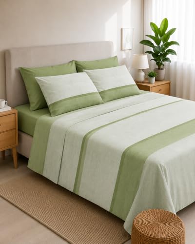 Parure de lit double 100% coton italien haut de gamme Switch vert