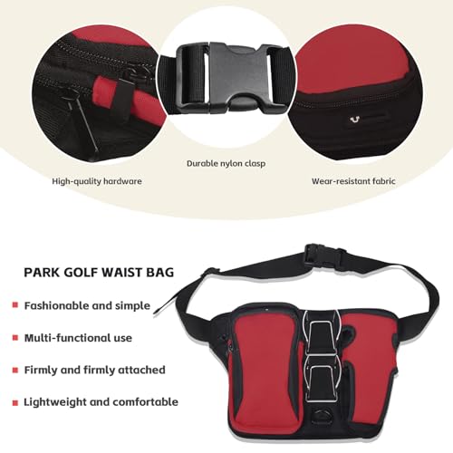 Porta Pelotas de Golf de Cintura Antivuelco con Bolsillos para Dispositivos y Botella de Agua 7