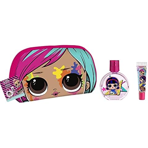 Air-Val Surprise Geschenk Set - Hübsche Beauty Tasche im frechen LOL-Design mit Kinderparfüm und Lipgloss Cover