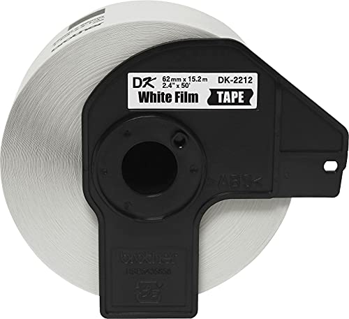 Image of Brother Genuine DK-2212 Continuous Length Black on White Film Tape for Brother QL Label Printers, 2.4 inch x 50' (62mm x 15.2M), 1 Roll per Box, DK2212,Black /White