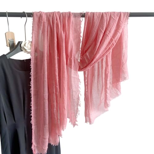 Image of Crinkled PolyCotton Scarf for Women - 180 x 90 cm Stole for Women | PolyCotton Scarf for Summers, Head Cover for Women | Lightweight Scarf for Women | Women Accessory