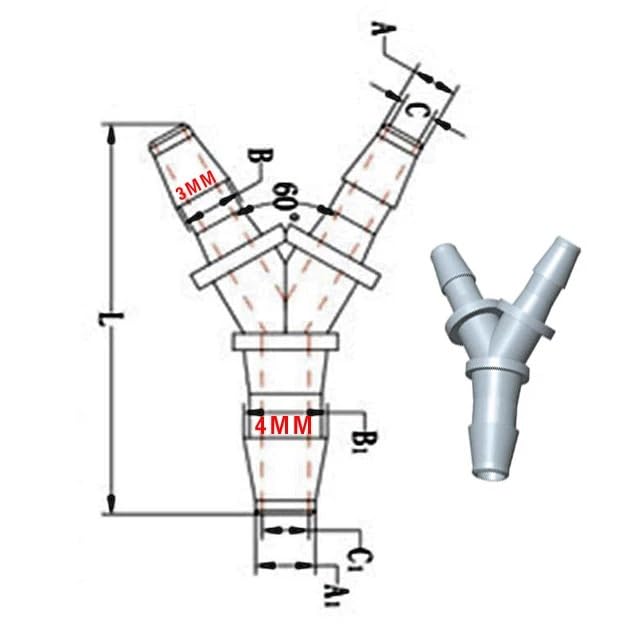Conector de tubo de tinta en Y para cabezal XP600 y DX5 con manguera de 3x2mm 10 uds 5