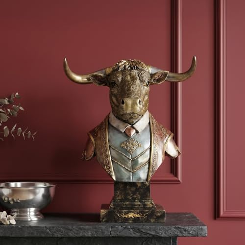 Busto Escultura Toro Steampunk Resina 13 in