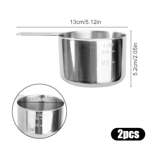 2pcs Taza medidora acero inoxidable 250ml miniatura 2