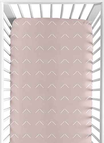 Image of Sweet Jojo Designs Mauve and White Boho Arrow Girl Fitted Crib Sheet Baby or Toddler Bed Nursery - Pink Dusty Rose Bohemian Tribal Southwest Chevron Geometric Herringbone Woodland