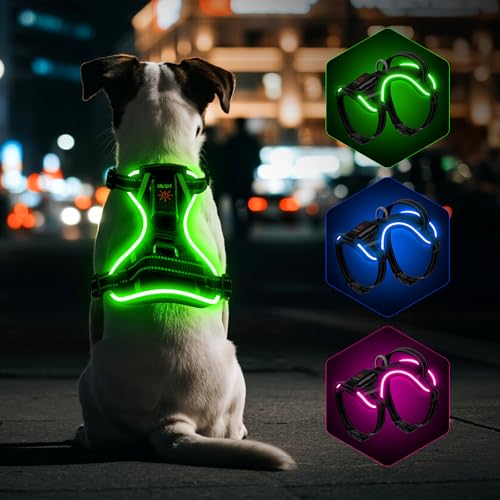 Joytale Hundegeschirr, Reflektierend Weich Gepolstert Hunde Geschirr, Air-Mesh Atmungsaktiv Brustgeschirr für Kleine Mittelgroße Hunde, M, Leuchtend Rosa