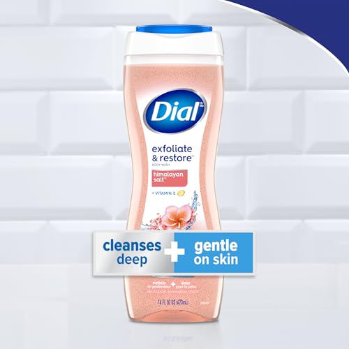 Image of Dial Body Wash, Exfoliate & Restore Himalayan Salt, 16 Fl Oz, Hydraclean Complex & Vitamin E, Gentle, Leaves Skin Feeling Nourished, Dermatologist-Tested, No Parabens & Sulfates,(Pack of 8)