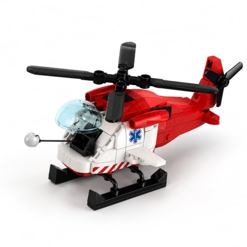 Image of Yashoni Helicopter Building Blocks Set - 185 Pcs Medical Rescue Helicopter Model | Pull String Rotor Action, STEM Construction Toy for Kids 6+ Boys & Girls | Educational 3D Building Kit, Gift