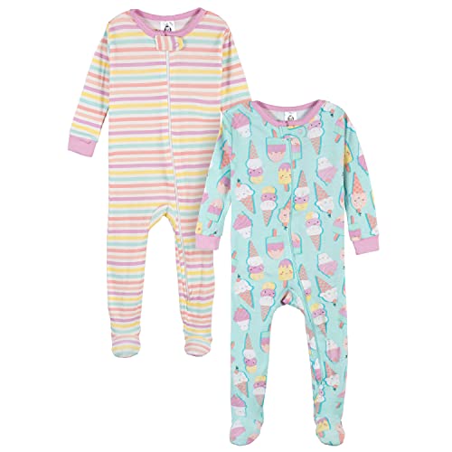 Image of Gerber Baby Girls 2-Pack Footed Pajamas