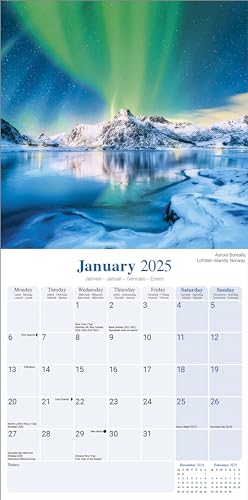 Northern Lights 2025 Square Wall Calendar, Multi, 12"W x 12"H - Image 3