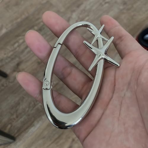 Image of Starlight Y2K Metal Heavy Shiny Starfish Carabiner Belt Loop Accessory, Silver Carabiner Keychain, Matte Chrome Karabiner, Gift her