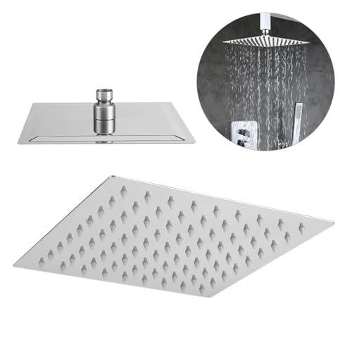 Pommeau de douche effet pluie en acier inoxydable avec diffusion d'eau uniforme et relaxation