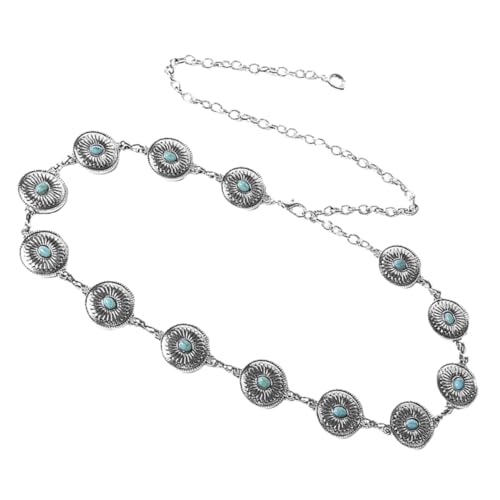 Cadena de cintura de plata retro POPETPOP cinturón de cuerpo de mujer para vestidos de fiesta