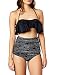 COCOSHIP Women's Retro Boho Flounce Falbala High Waist Bikini Set Chic Swimsuit(FBA)