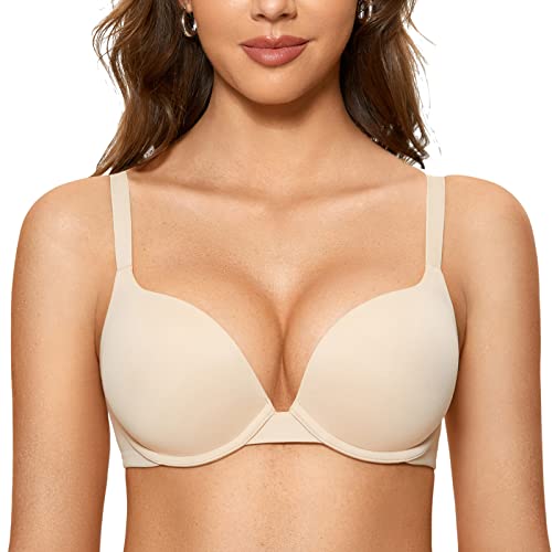DOBREVA Sujetador Push Up con Relleno con Aros Escote Moldeado para Mujer Beige 105D Cover