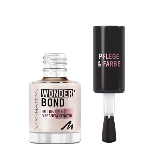 MANHATTAN WonderBond Nail Polish Farbe & Pflege vegan und tierversuchsfrei aufbaubare Formel mit Biotin und veganem Keratin leicht aufzutragen Fb. 003 Slip Dress 12 ml