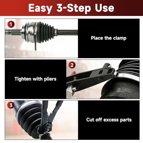 Professional CV Boot Clamp Pliers Kit with 20PCS 304 Stainless Steel Clamps - Heavy Duty Axle Removal Tool, Hose Banding Pliers & Dust Cover Clip Remover for Car Repair (Red)​ - Image 5