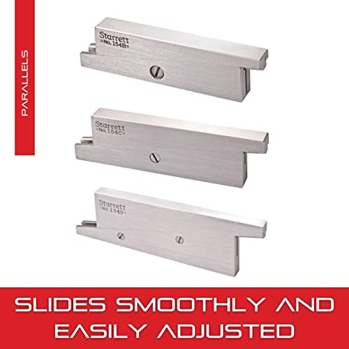 Starrett Adjustable Parallel Set for Layout, Gaging and Inspection Work - 1-3/4", 2-1/8", 2-11/16", 3-9/16" Length, 3/8" to 1-5/16" Range, 9/32" Thickness - S154LZ