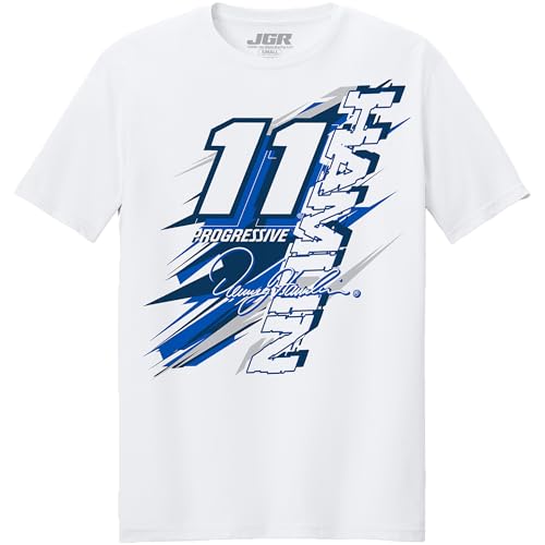 Classic Ink Denny Hamlin #11 Car T-Shirt - 2-Spot 64000 DH11 Automotive Racing Apparel - Large White