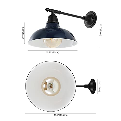Image of JONATHAN Y Wallace 1-Light Outdoor 12.25 inch Wall Sconce, Navy /Black