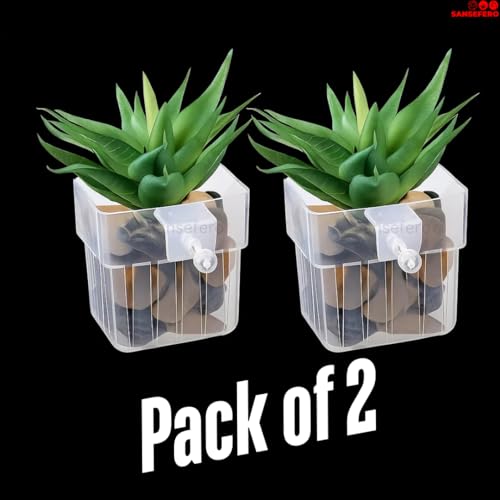 Image of SANSEFERO Water Plant Holder Pot Cup for Aquarium Fish Tank Decoration and Aquascape Aquaponic Plant Growing Landscape Plants Cup Decoration Hanging Type (Pack of 2)