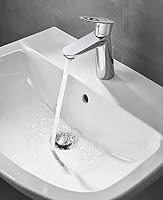 GROHE BauLoop, Waschtischarmatur, wassersparend (Wasserhahn für das Bad, 17cm hoch, Badarmatur mit Zugstangen-Ablauf, mit Keramikkartusche, einfache Installation am Waschbecken), chrom, 23762000 – Ansicht 2