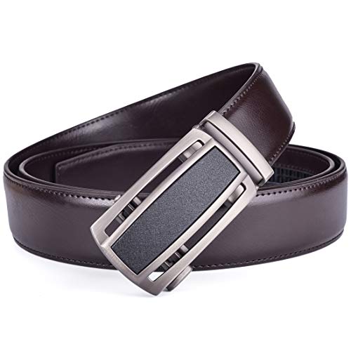 Image of Beltox Men Leather Belt w Slide Ratchet Interchangeable Buckle