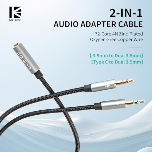 Doubleur jack 3.5mm KBEAR répartiteur audio stéréo pour casque gaming