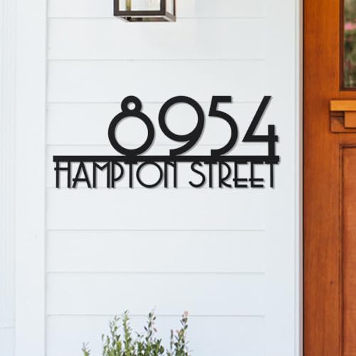 House Numbers Sign for Outside - Address Signs for Houses, Custom Metal Address Sign with Street Name, Numbers for Address on House, Personalized Door Numbers