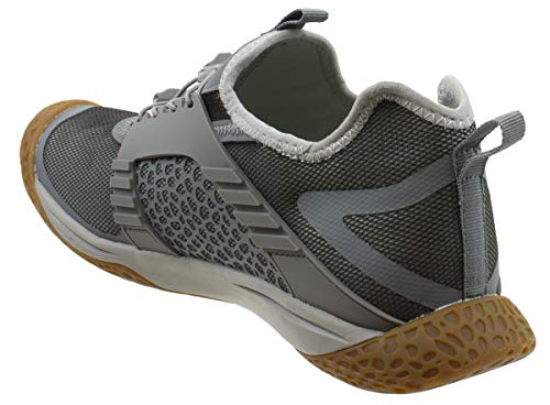 Rugged Shark Men's Activewear Athletic Water Shoes, Waterx Men's Drainage With Bungee Lace Up, Sports Water Slip On Sneaker, Grey, Men's Size 9 #TOP3