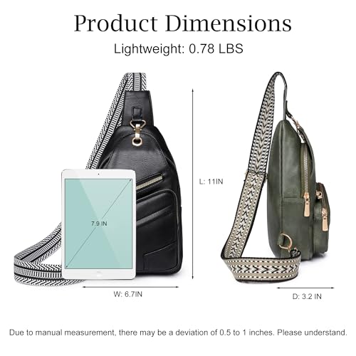 Crossbody Sling Bags for Women Men Vegan Leather Travel Purse Fashionable Chest Bag with Patterned Strap3