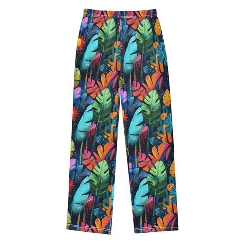 Pajama Pants Flower Tropical Palm Leaves PJ Bottoms Sleepwear Lounge Sleep Pant with Pockets