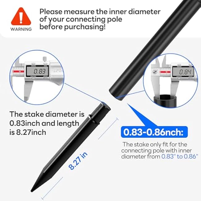8 Pack Reinforced Ground Stakes, 0.83 x 8.27 Solar Lights Spikes, ABS Plastic Replacement Nails for Solar Pathway Lights Spot Lights Torch Lights Garden Lights
