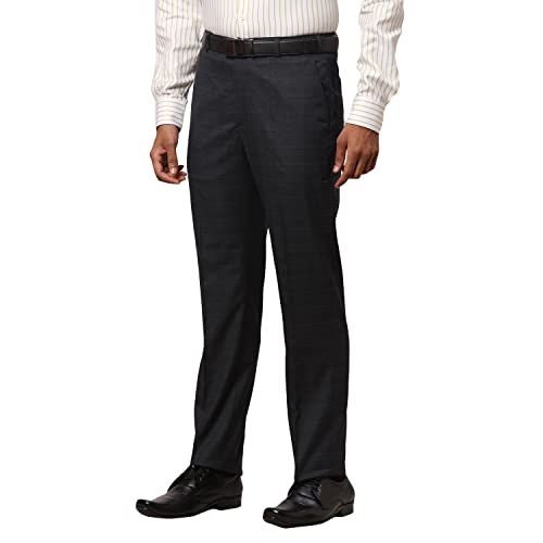 Image of Park Avenue Men's Poly Viscose Blend Checks Pattern Smart Fit Flat Front Formal Trouser