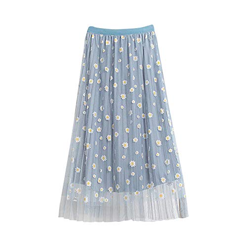 OutTop Long Skirts for Women Swing Floral Print Tulle Skirt Elastic Waist Loose Elegant Pleated Maxi Skirt Dresses (X-Light Blue, M) OutTop Long Skirts for Women Swing Floral Print Tulle Skirt Elastic Waist Loose Elegant Pleated Maxi Skirt Dresses (X-Light Blue, M)